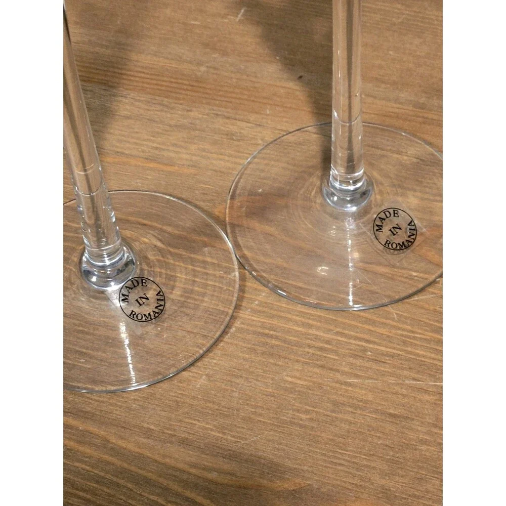 2 Romania Milano Crystal Gold & Black Champagne Flutes Wine Glasses, 11